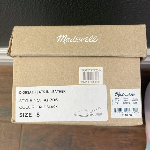 Madewell D’Orsay Flats in Leather - Black - Size 8 - NIB - Picture 7 of 7